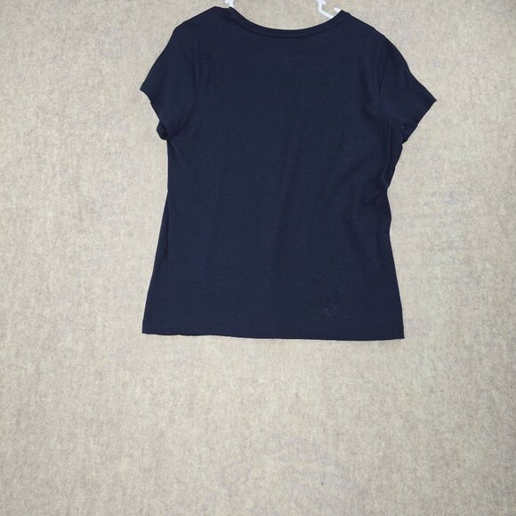 Banana Republic Timeless Navy V-Neck Womens Tee L Size Cotton/Modal/Spandex - Picture 2 of 5